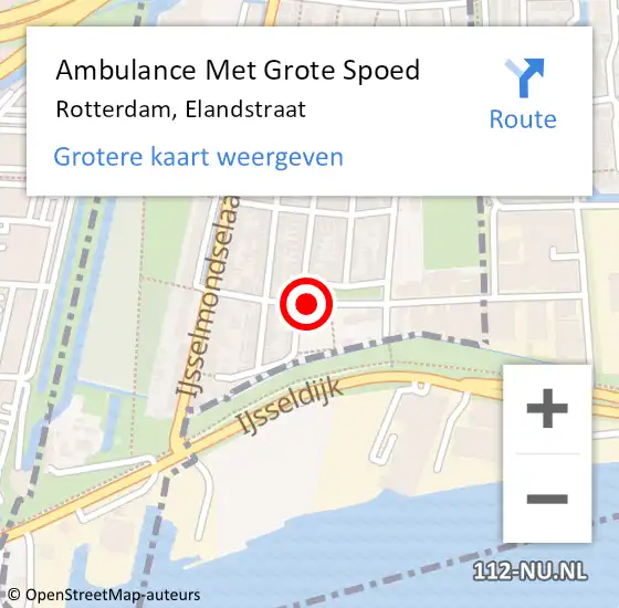 Locatie op kaart van de 112 melding: Ambulance Met Grote Spoed Naar Rotterdam, Elandstraat op 17 december 2021 02:46
