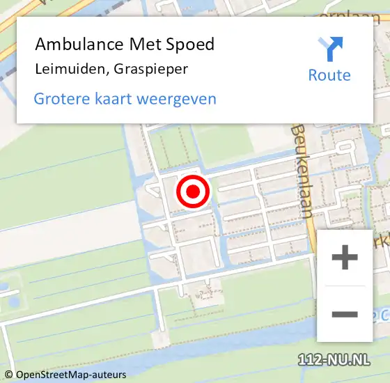 Locatie op kaart van de 112 melding: Ambulance Met Spoed Naar Leimuiden, Graspieper op 17 december 2021 03:26