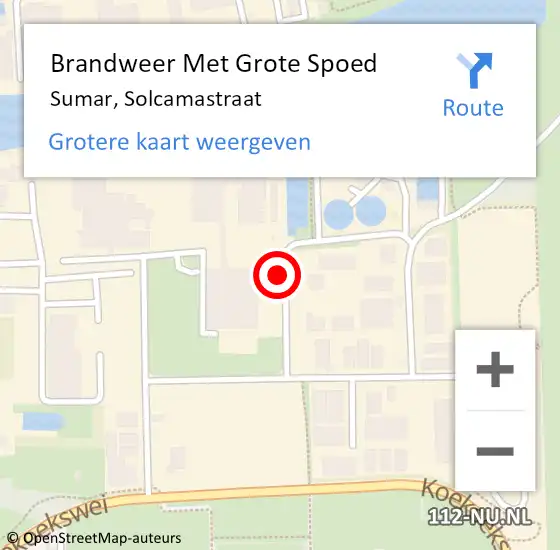 Locatie op kaart van de 112 melding: Brandweer Met Grote Spoed Naar Sumar, Solcamastraat op 2 juli 2014 14:51