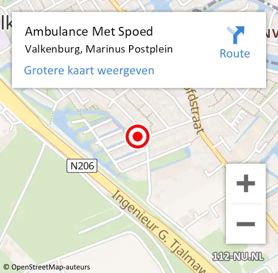 Locatie op kaart van de 112 melding: Ambulance Met Spoed Naar Valkenburg, Marinus Postplein op 17 december 2021 04:10