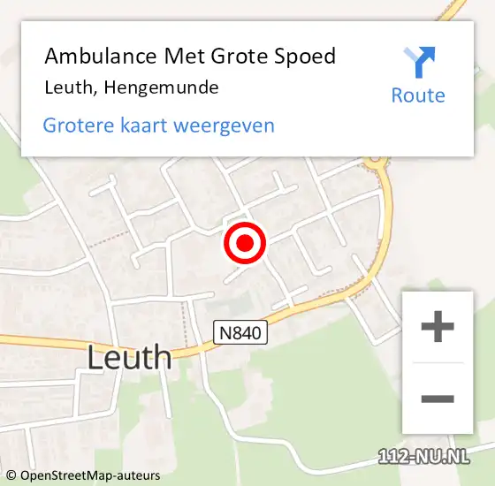 Locatie op kaart van de 112 melding: Ambulance Met Grote Spoed Naar Leuth, Hengemunde op 17 december 2021 04:21