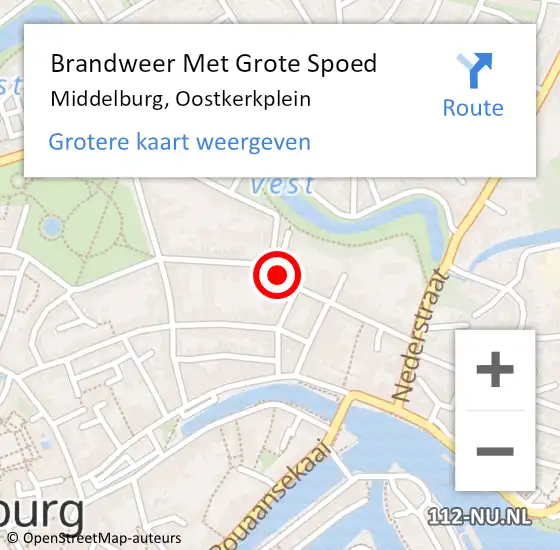 Locatie op kaart van de 112 melding: Brandweer Met Grote Spoed Naar Middelburg, Oostkerkplein op 17 december 2021 05:08