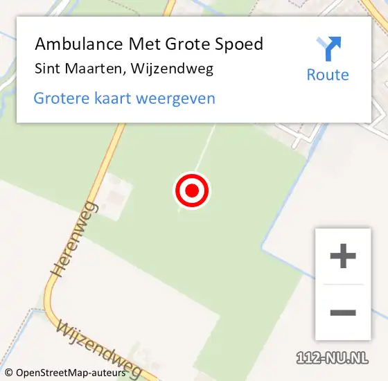 Locatie op kaart van de 112 melding: Ambulance Met Grote Spoed Naar Sint Maarten, Wijzendweg op 17 december 2021 05:33