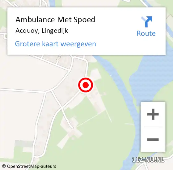 Locatie op kaart van de 112 melding: Ambulance Met Spoed Naar Acquoy, Lingedijk op 17 december 2021 06:39