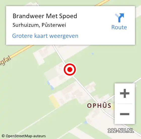 Locatie op kaart van de 112 melding: Brandweer Met Spoed Naar Surhuizum, Pûsterwei op 17 december 2021 06:56