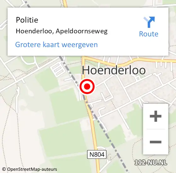 Locatie op kaart van de 112 melding: Politie Hoenderloo, Apeldoornseweg op 17 december 2021 06:58