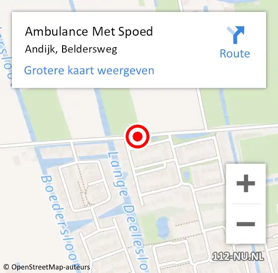 Locatie op kaart van de 112 melding: Ambulance Met Spoed Naar Andijk, Beldersweg op 17 december 2021 07:44
