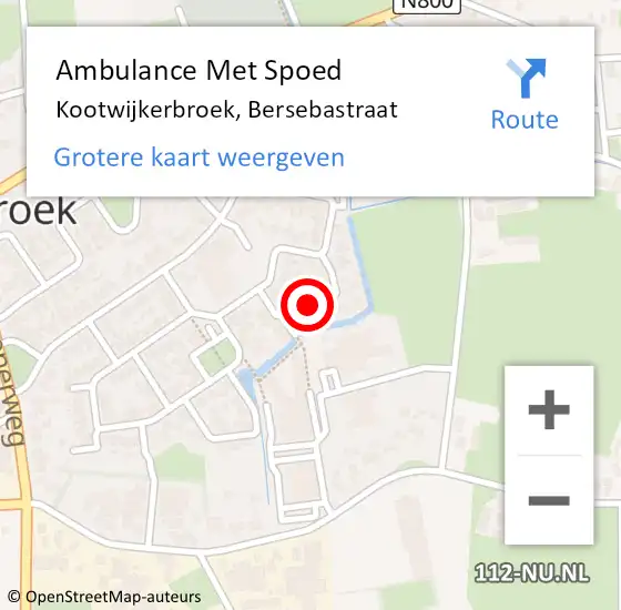 Locatie op kaart van de 112 melding: Ambulance Met Spoed Naar Kootwijkerbroek, Bersebastraat op 17 december 2021 08:13