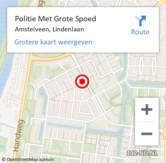 Locatie op kaart van de 112 melding: Politie Met Grote Spoed Naar Amstelveen, Lindenlaan op 17 december 2021 08:22