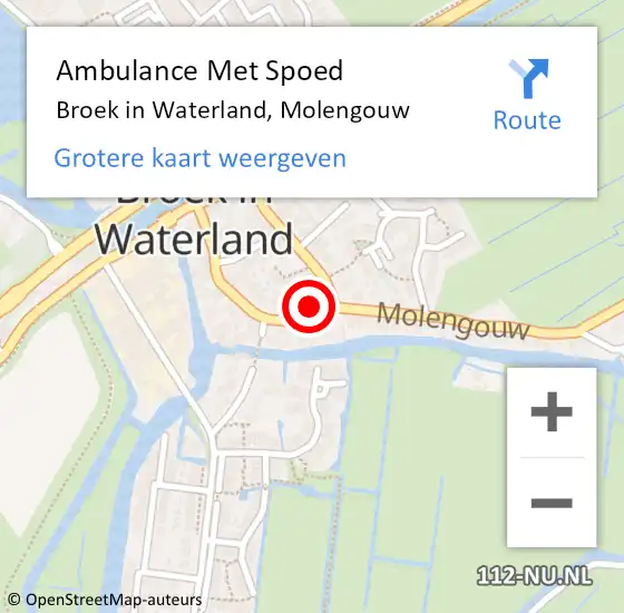 Locatie op kaart van de 112 melding: Ambulance Met Spoed Naar Broek in Waterland, Molengouw op 17 december 2021 08:27