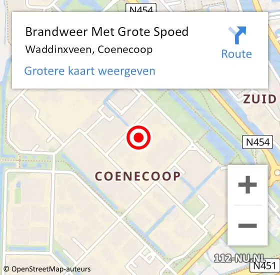 Locatie op kaart van de 112 melding: Brandweer Met Grote Spoed Naar Waddinxveen, Coenecoop op 17 december 2021 08:31