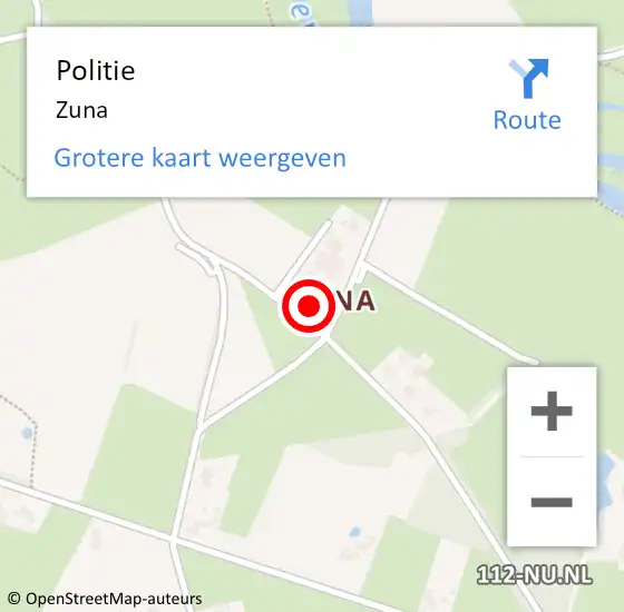 Locatie op kaart van de 112 melding: Politie Zuna op 17 december 2021 08:57