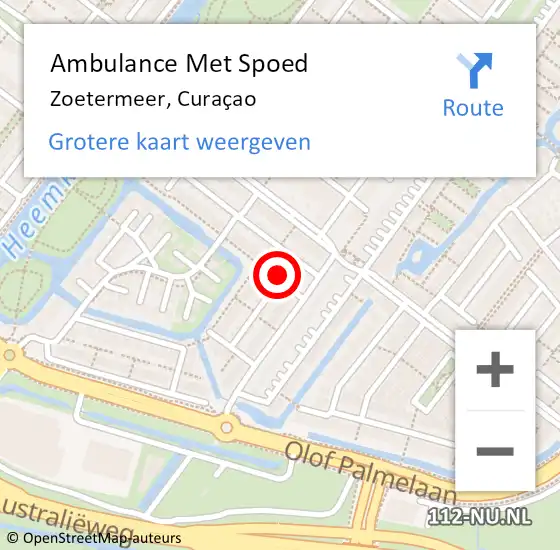 Locatie op kaart van de 112 melding: Ambulance Met Spoed Naar Zoetermeer, Curaçao op 17 december 2021 09:09