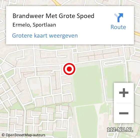 Locatie op kaart van de 112 melding: Brandweer Met Grote Spoed Naar Ermelo, Sportlaan op 17 december 2021 09:09