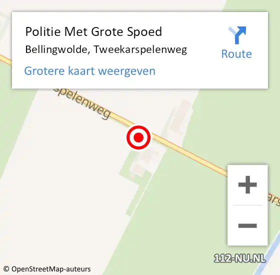 Locatie op kaart van de 112 melding: Politie Met Grote Spoed Naar Bellingwolde, Tweekarspelenweg op 17 december 2021 09:11