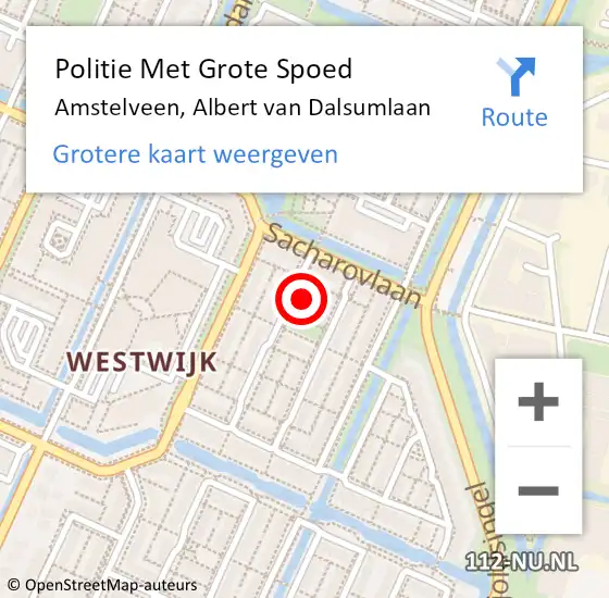 Locatie op kaart van de 112 melding: Politie Met Grote Spoed Naar Amstelveen, Albert van Dalsumlaan op 17 december 2021 09:17