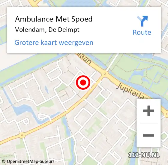 Locatie op kaart van de 112 melding: Ambulance Met Spoed Naar Volendam, De Deimpt op 17 december 2021 09:19
