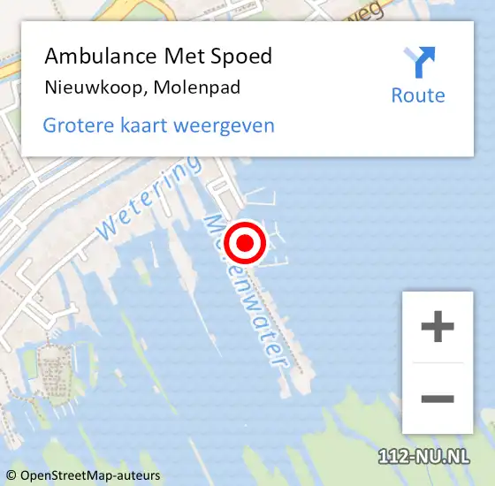 Locatie op kaart van de 112 melding: Ambulance Met Spoed Naar Nieuwkoop, Molenpad op 17 december 2021 09:23