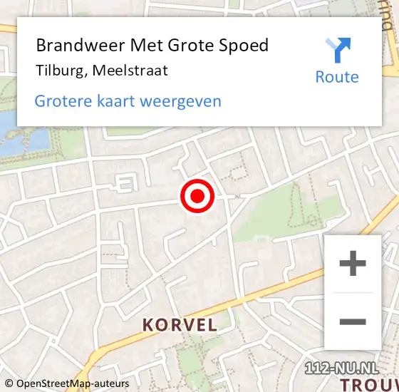 Locatie op kaart van de 112 melding: Brandweer Met Grote Spoed Naar Tilburg, Meelstraat op 17 december 2021 09:40