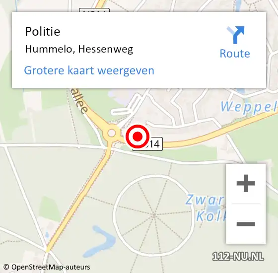 Locatie op kaart van de 112 melding: Politie Hummelo, Hessenweg op 17 december 2021 09:50