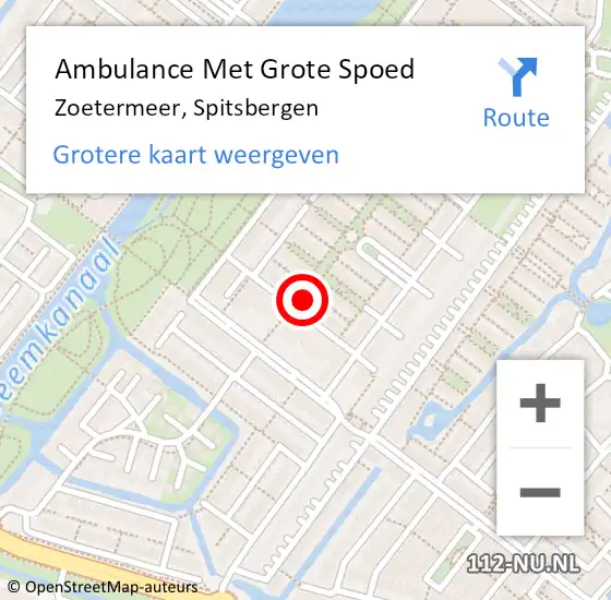 Locatie op kaart van de 112 melding: Ambulance Met Grote Spoed Naar Zoetermeer, Spitsbergen op 17 december 2021 09:58