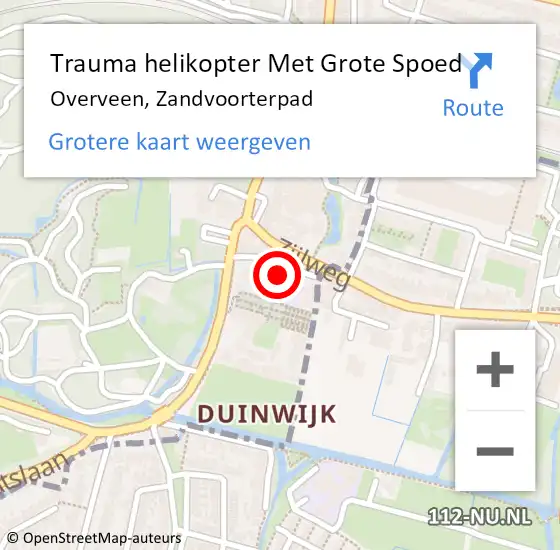 Locatie op kaart van de 112 melding: Trauma helikopter Met Grote Spoed Naar Overveen, Zandvoorterpad op 17 december 2021 10:12