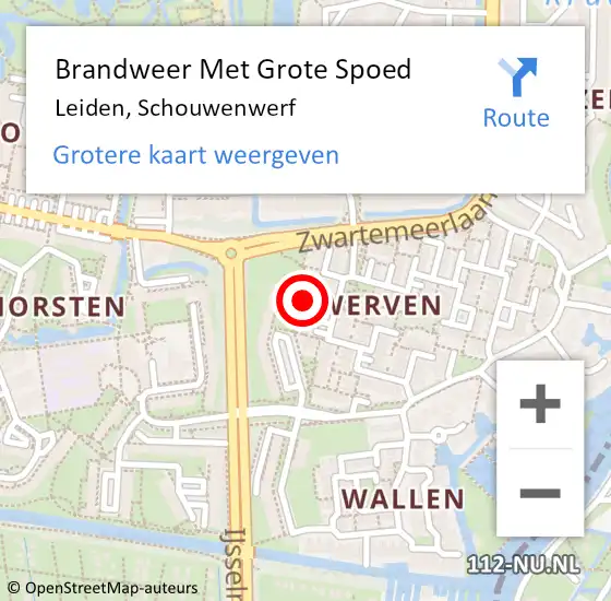 Locatie op kaart van de 112 melding: Brandweer Met Grote Spoed Naar Leiden, Schouwenwerf op 17 december 2021 10:22