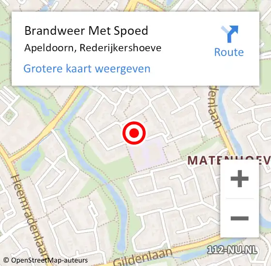 Locatie op kaart van de 112 melding: Brandweer Met Spoed Naar Apeldoorn, Rederijkershoeve op 17 december 2021 10:36