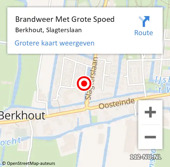 Locatie op kaart van de 112 melding: Brandweer Met Grote Spoed Naar Berkhout, Slagterslaan op 17 december 2021 10:36