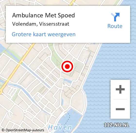 Locatie op kaart van de 112 melding: Ambulance Met Spoed Naar Volendam, Vissersstraat op 17 december 2021 10:51