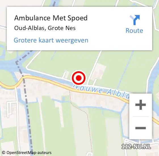 Locatie op kaart van de 112 melding: Ambulance Met Spoed Naar Oud-Alblas, Grote Nes op 17 december 2021 11:06