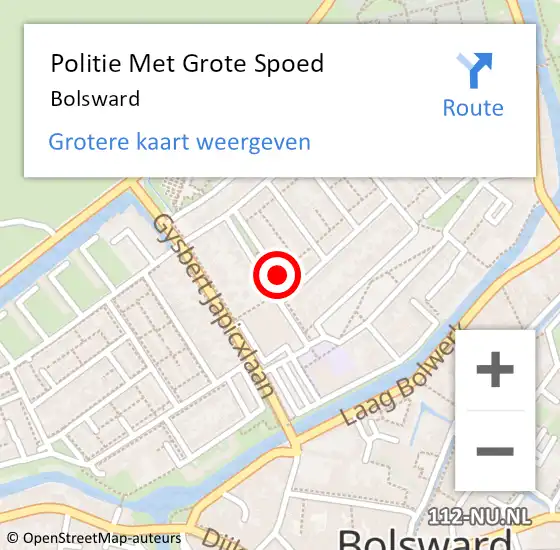 Locatie op kaart van de 112 melding: Politie Met Grote Spoed Naar Bolsward op 17 december 2021 11:16