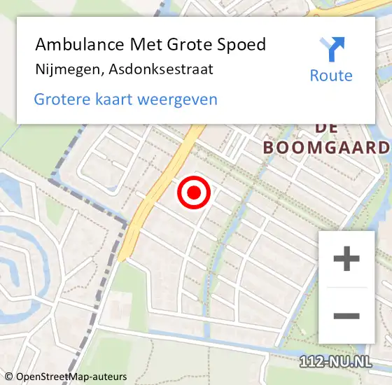 Locatie op kaart van de 112 melding: Ambulance Met Grote Spoed Naar Nijmegen, Asdonksestraat op 17 december 2021 11:19