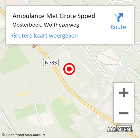 Locatie op kaart van de 112 melding: Ambulance Met Grote Spoed Naar Oosterbeek, Wolfhezerweg op 17 december 2021 11:25