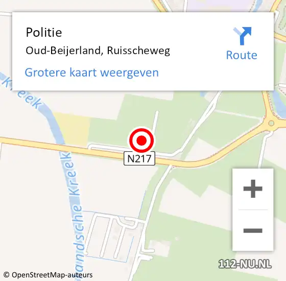 Locatie op kaart van de 112 melding: Politie Oud-Beijerland, Ruisscheweg op 17 december 2021 11:25