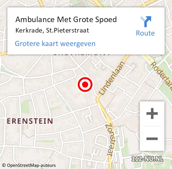 Locatie op kaart van de 112 melding: Ambulance Met Grote Spoed Naar Kerkrade, St.Pieterstraat op 17 december 2021 11:28