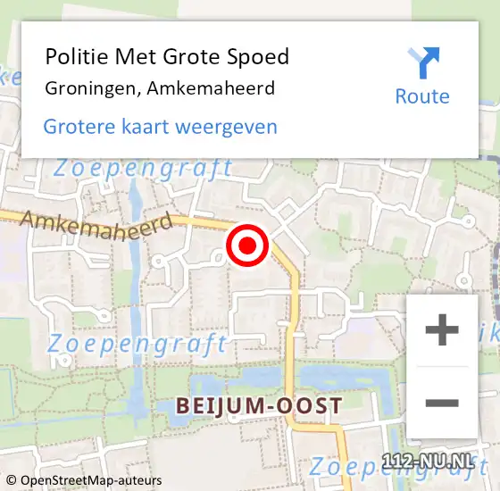 Locatie op kaart van de 112 melding: Politie Met Grote Spoed Naar Groningen, Amkemaheerd op 17 december 2021 11:35