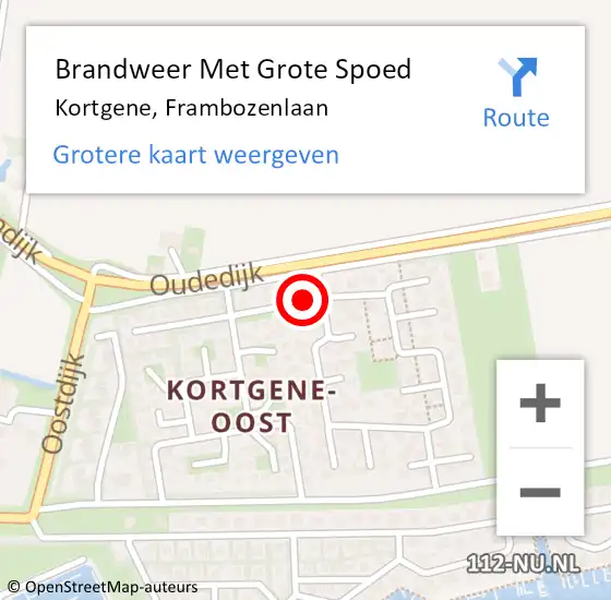 Locatie op kaart van de 112 melding: Brandweer Met Grote Spoed Naar Kortgene, Frambozenlaan op 17 december 2021 11:36