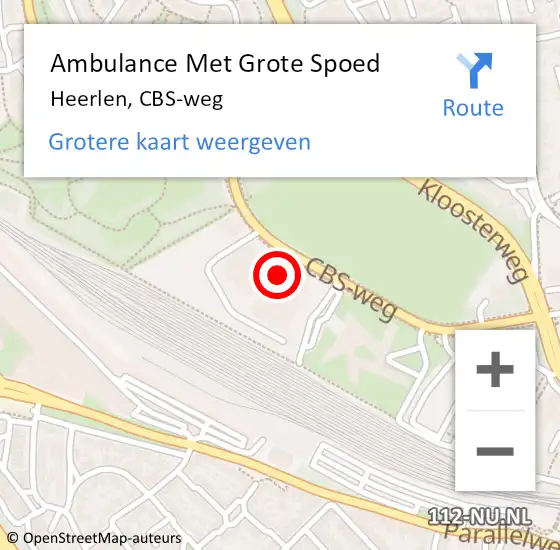 Locatie op kaart van de 112 melding: Ambulance Met Grote Spoed Naar Heerlen, CBS-weg op 17 december 2021 11:41