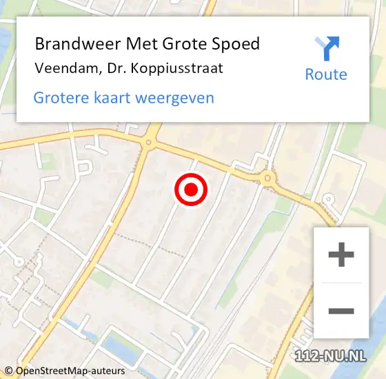 Locatie op kaart van de 112 melding: Brandweer Met Grote Spoed Naar Veendam, Dr. Koppiusstraat op 17 december 2021 11:57