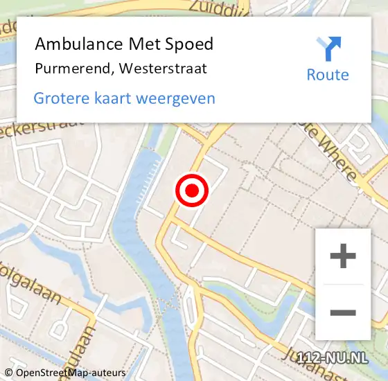 Locatie op kaart van de 112 melding: Ambulance Met Spoed Naar Purmerend, Westerstraat op 17 december 2021 12:17