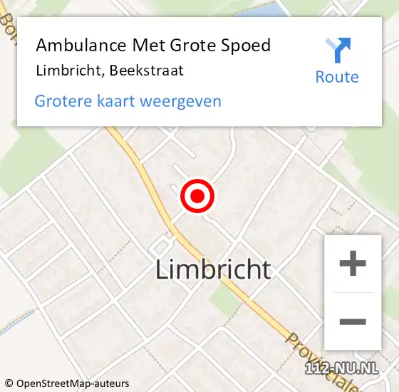 Locatie op kaart van de 112 melding: Ambulance Met Grote Spoed Naar Limbricht, Beekstraat op 2 juli 2014 15:27