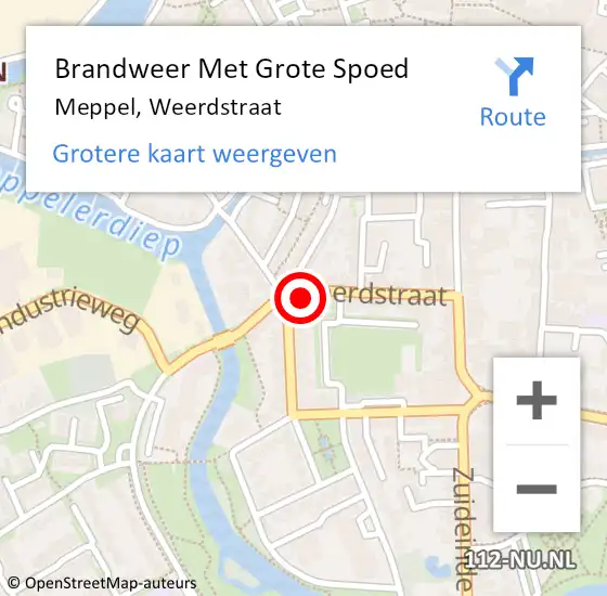 Locatie op kaart van de 112 melding: Brandweer Met Grote Spoed Naar Meppel, Weerdstraat op 17 december 2021 12:37