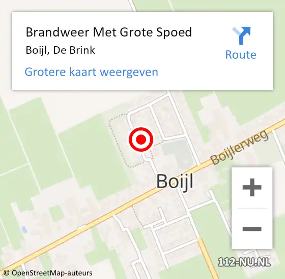 Locatie op kaart van de 112 melding: Brandweer Met Grote Spoed Naar Boijl, De Brink op 17 december 2021 13:03