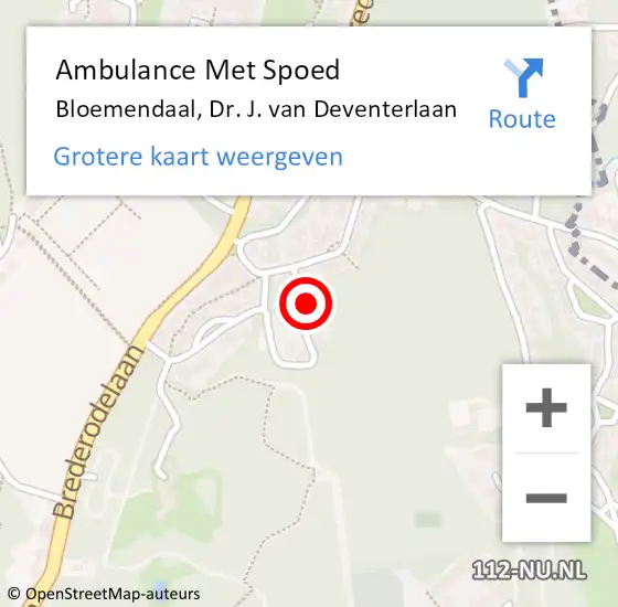 Locatie op kaart van de 112 melding: Ambulance Met Spoed Naar Bloemendaal, Dr. J. van Deventerlaan op 17 december 2021 13:28