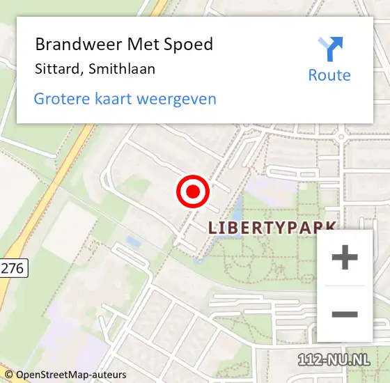 Locatie op kaart van de 112 melding: Brandweer Met Spoed Naar Sittard, Smithlaan op 17 december 2021 13:29