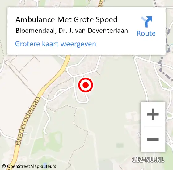 Locatie op kaart van de 112 melding: Ambulance Met Grote Spoed Naar Bloemendaal, Dr. J. van Deventerlaan op 17 december 2021 13:37