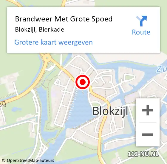 Locatie op kaart van de 112 melding: Brandweer Met Grote Spoed Naar Blokzijl, Bierkade op 17 december 2021 13:50
