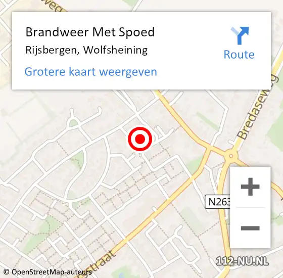 Locatie op kaart van de 112 melding: Brandweer Met Spoed Naar Rijsbergen, Wolfsheining op 17 december 2021 14:05