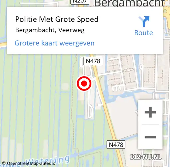 Locatie op kaart van de 112 melding: Politie Met Grote Spoed Naar Bergambacht, Veerweg op 17 december 2021 14:41